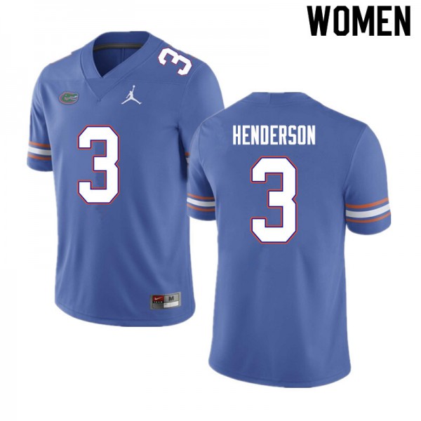 Women #3 Xzavier Henderson Florida Gators College Football Jersey Blue